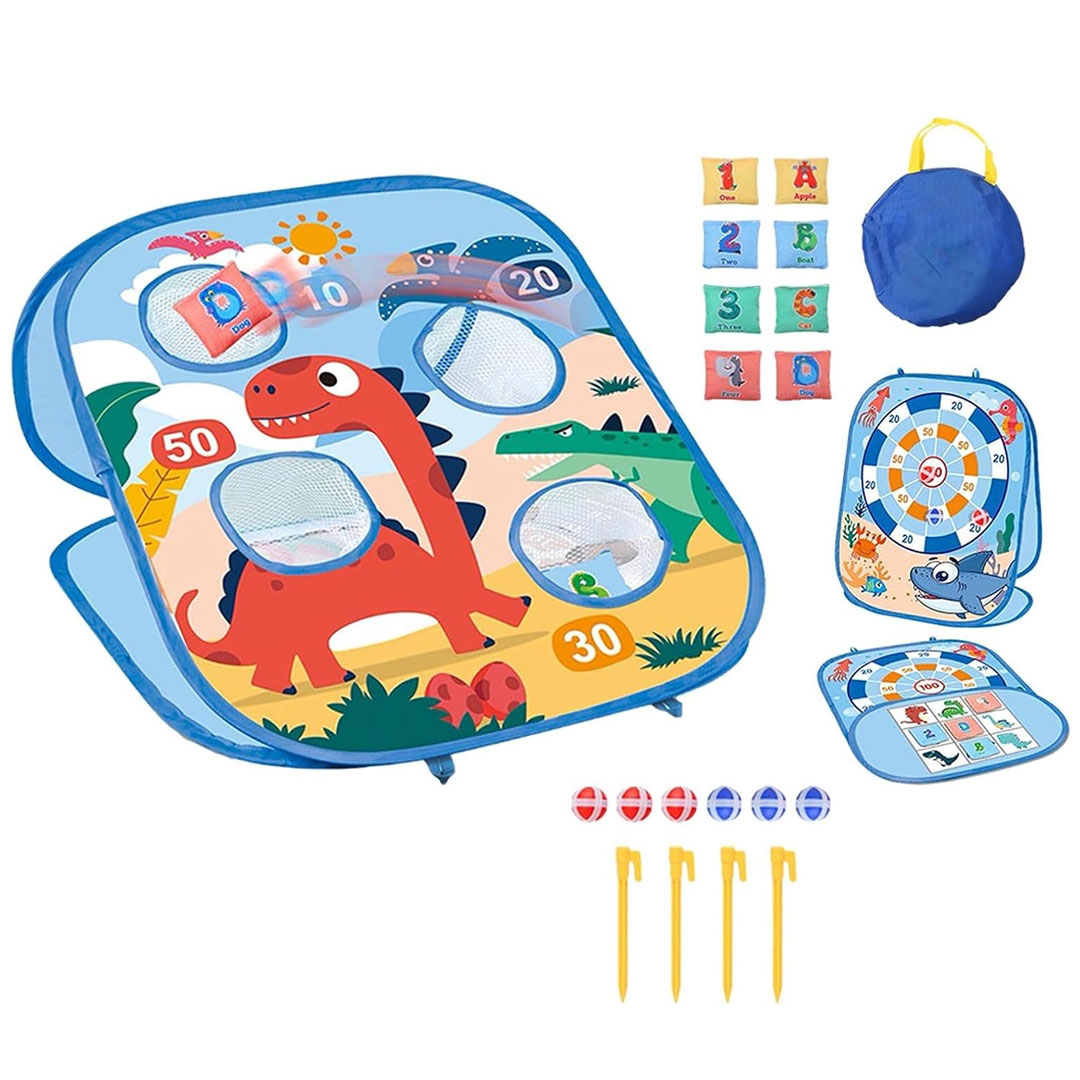 3 in 1 Sticky Dart Board and Bean Bag Toss Game Set for Kids