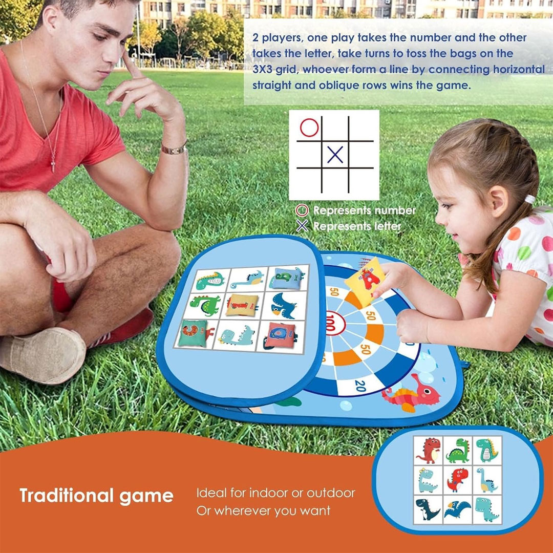 3 in 1 Sticky Dart Board and Bean Bag Toss Game Set for Kids