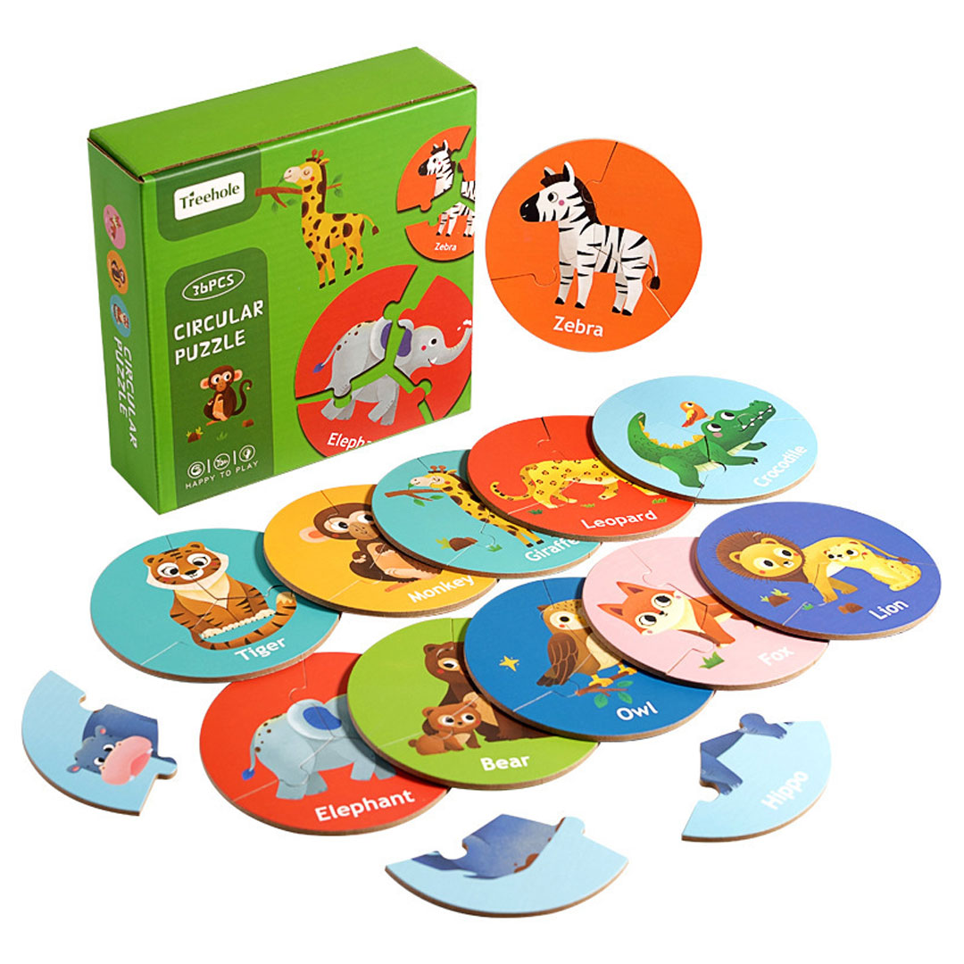 36pc Circular Animal Matching Puzzle Set