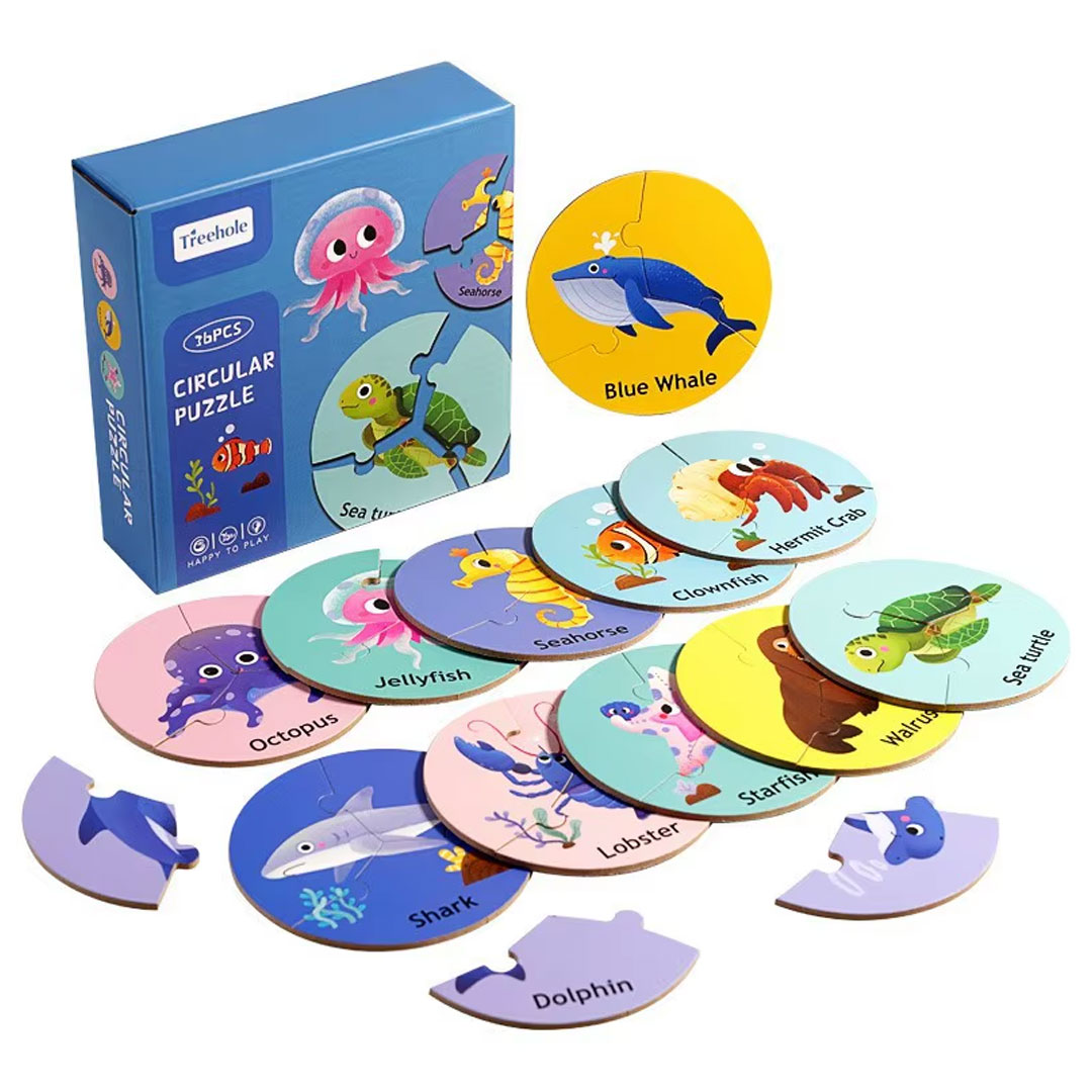 36pc Circular Animal Matching Puzzle Set