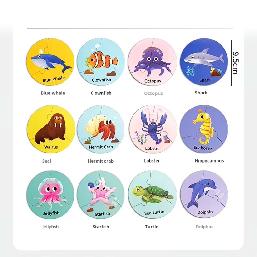 36pc Circular Animal Matching Puzzle Set