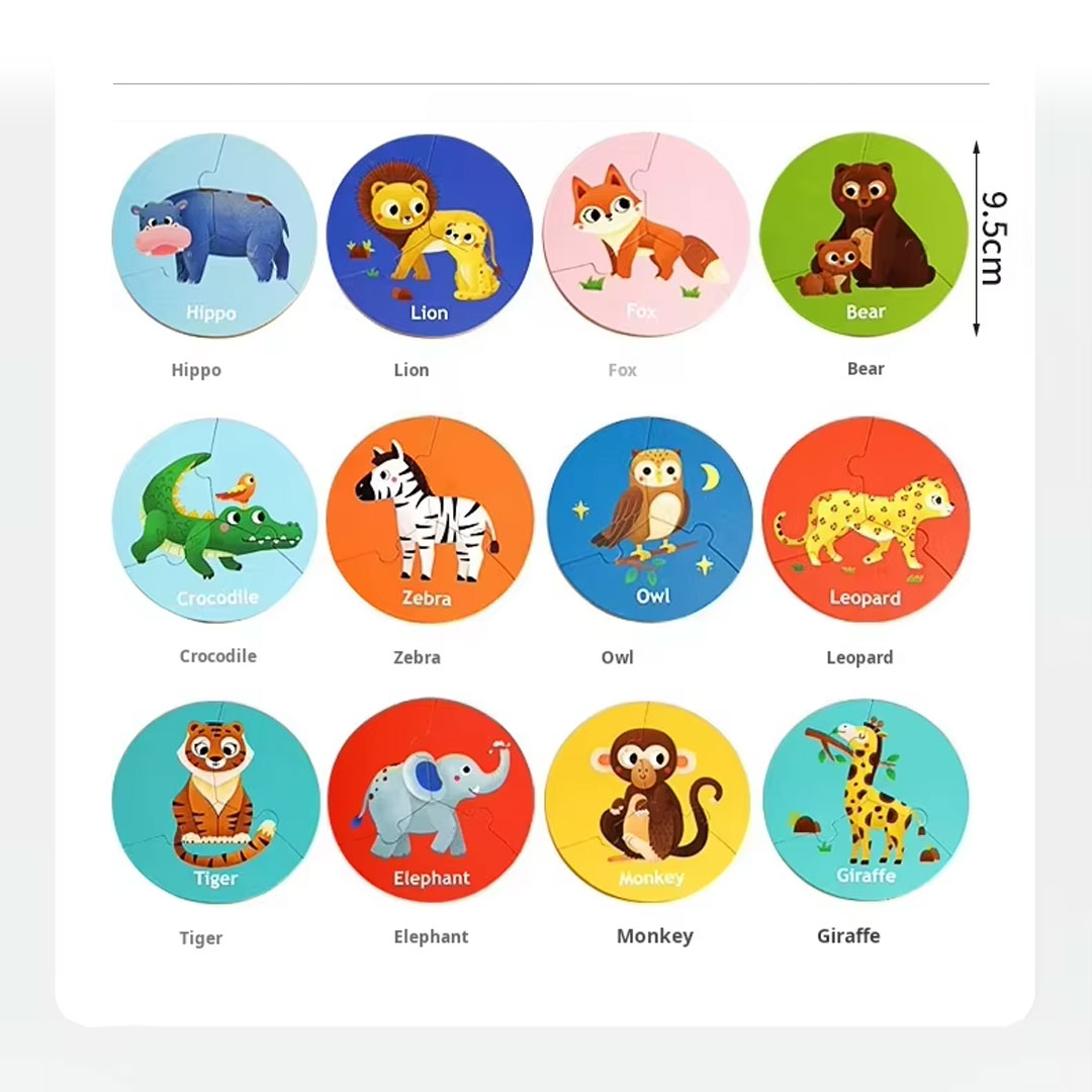 36pc Circular Animal Matching Puzzle Set