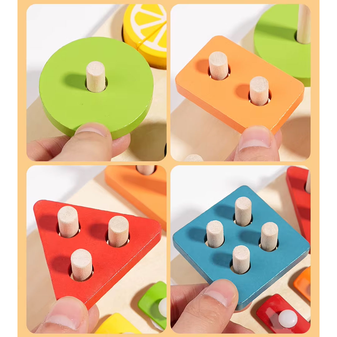 5 in 1 Wooden Montessori Activity Board with Xylophone and Fishing Game