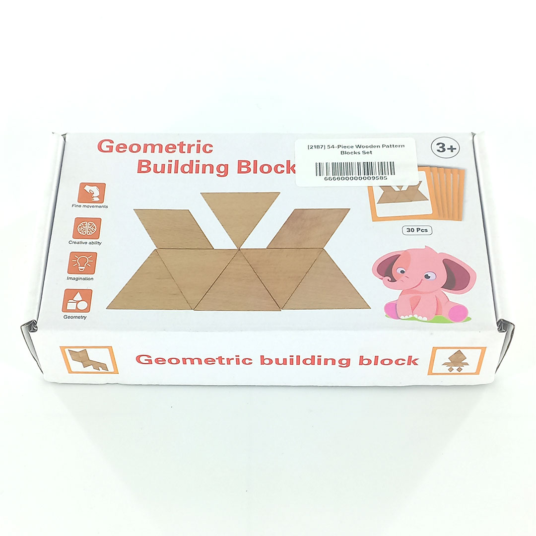 Wooden Pattern Blocks and Shape Puzzle Cards for Kids