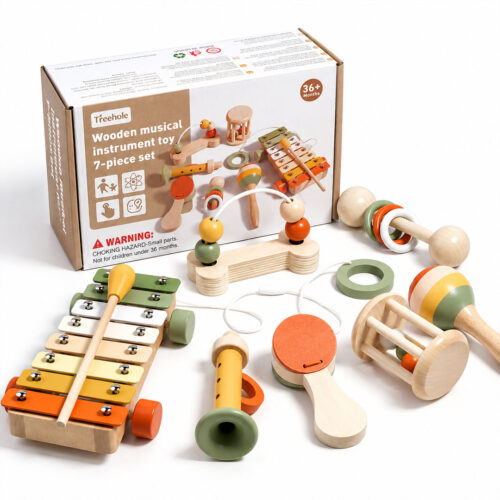 7pc Montessori Wooden Musical Instrument Toy Set
