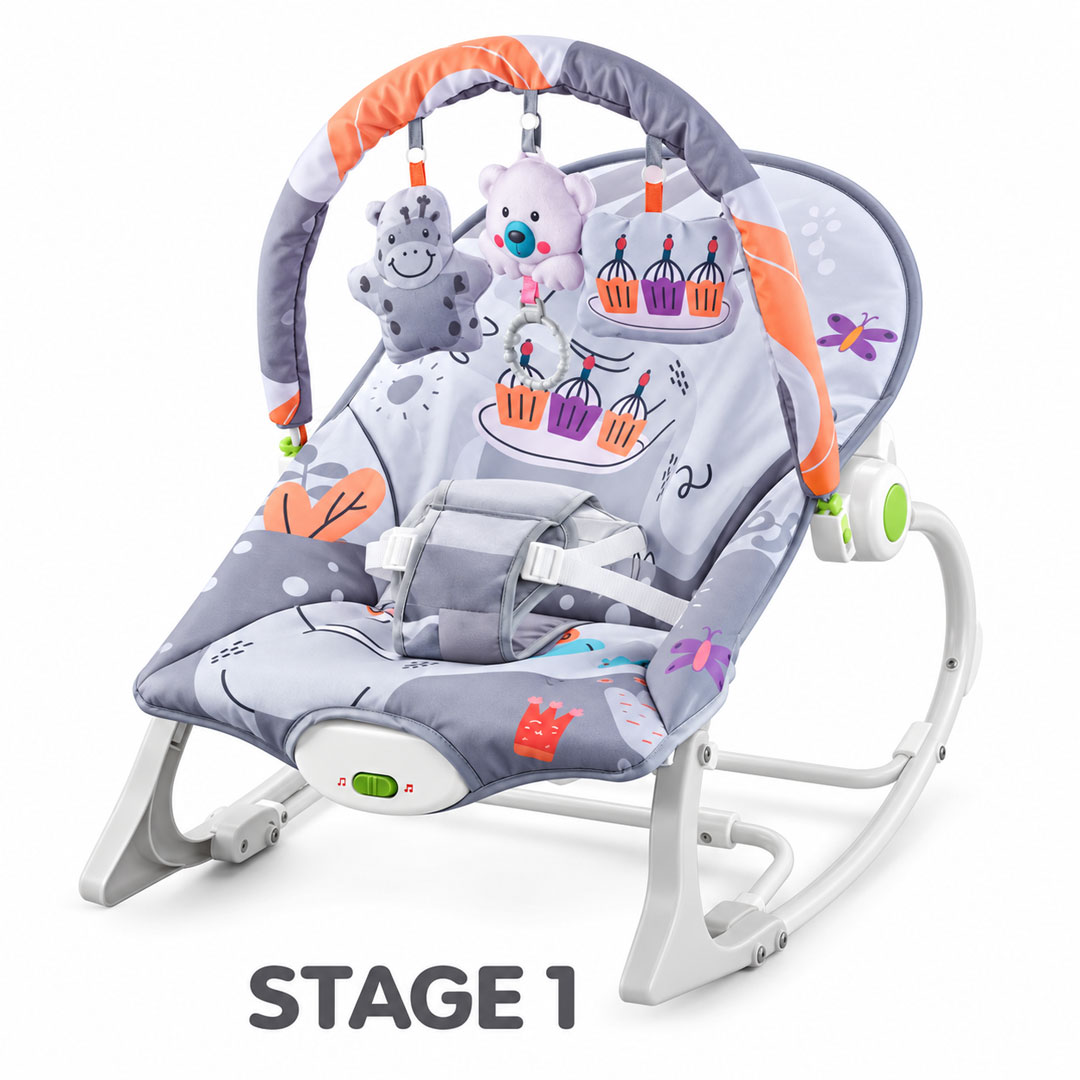 Baby Rocker and Bouncer with Toy Bar, Music and Vibration
