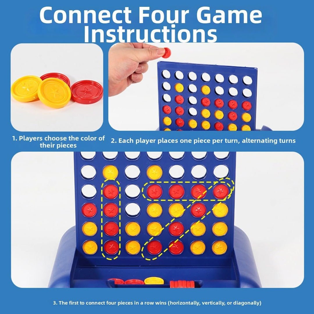 Connect Four Classic Vertical Checkers Game Set