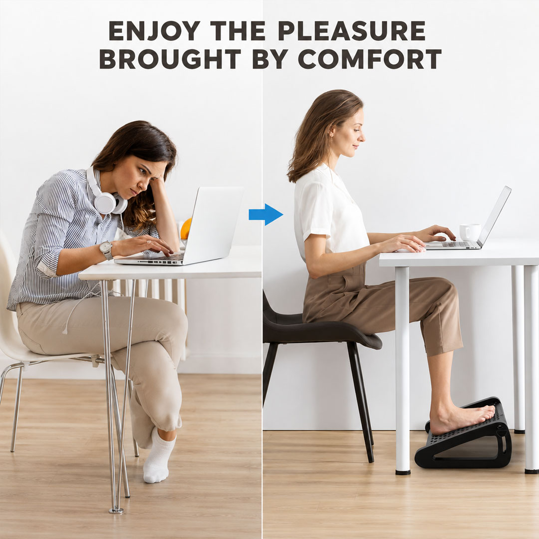 Under Desk Foot Rest with 6 Adjustable Heights