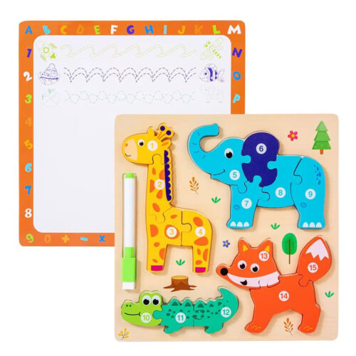Montessori 2-in-1 Wooden Puzzle and Drawing Board Set