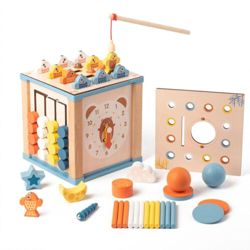 Montessori 9 in 1 Wooden Activity Cube for Toddlers