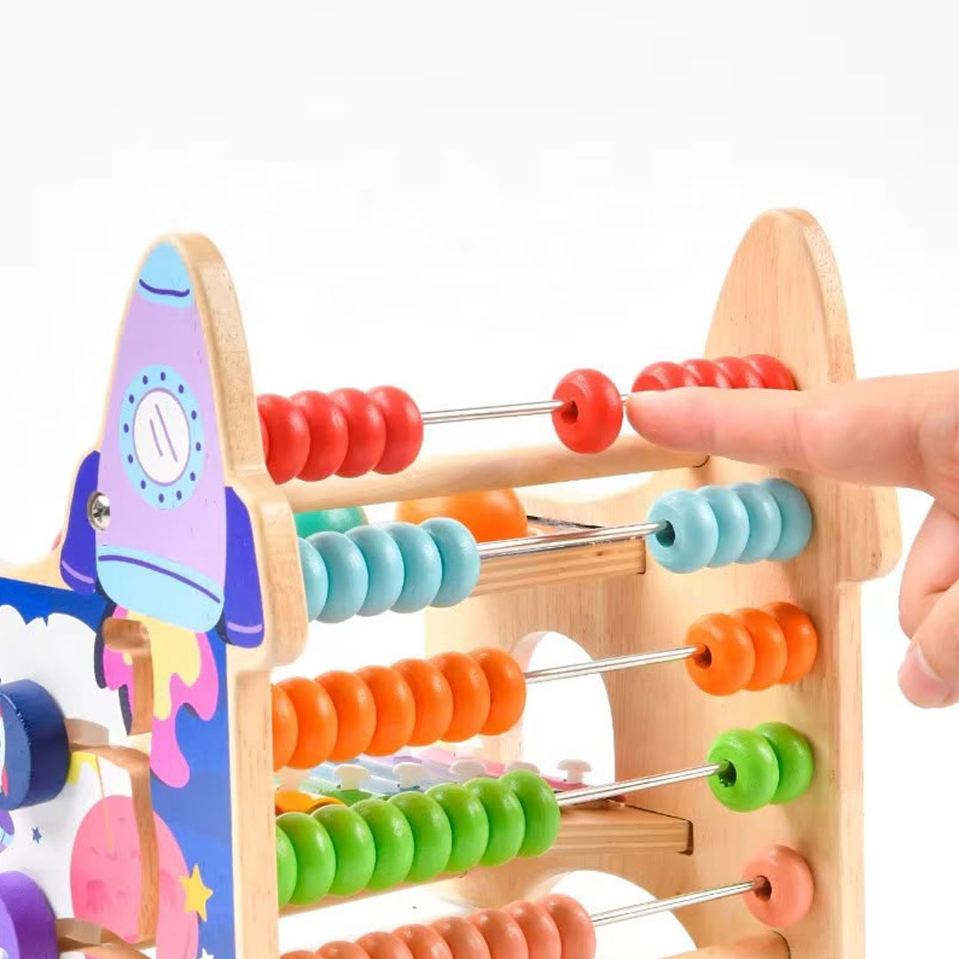 Wooden Montessori Space Themed Pound-a-Ball Hammer and Xylophone Toy