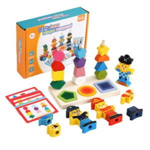Montessori Wooden Bear Shape Sorting & Stacking Puzzle Toy