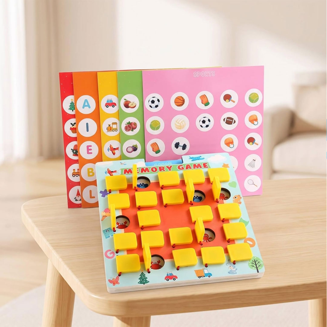 Montessori Wooden Flip and Match Memory Game for Kids