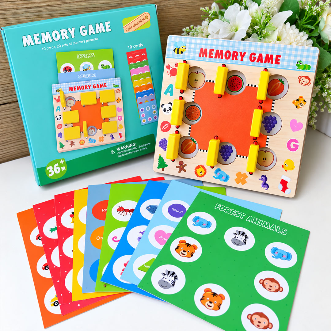 Montessori Wooden Flip and Match Memory Game for Kids