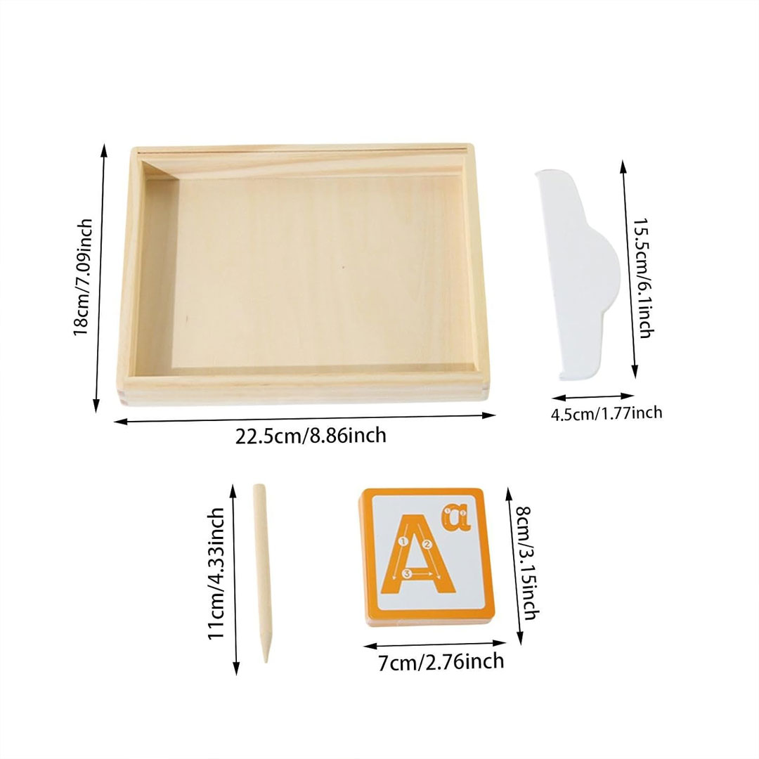 Montessori Sand Writing Tray with 36 Letter and Number Cards