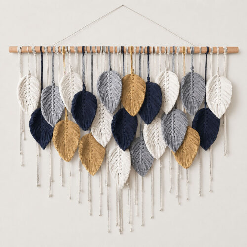 80x60cm Macrame Wall Hanging Leaf Design Wall Decor