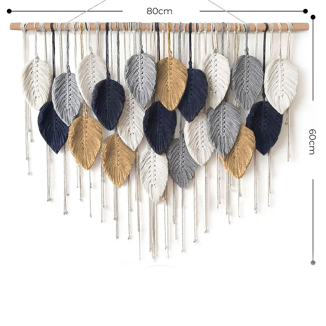 80x60cm Macrame Wall Hanging Leaf Design Wall Decor