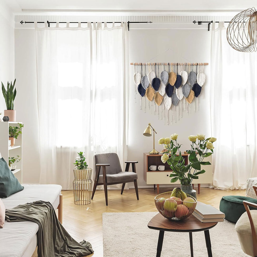 80x60cm Macrame Wall Hanging Leaf Design Wall Decor