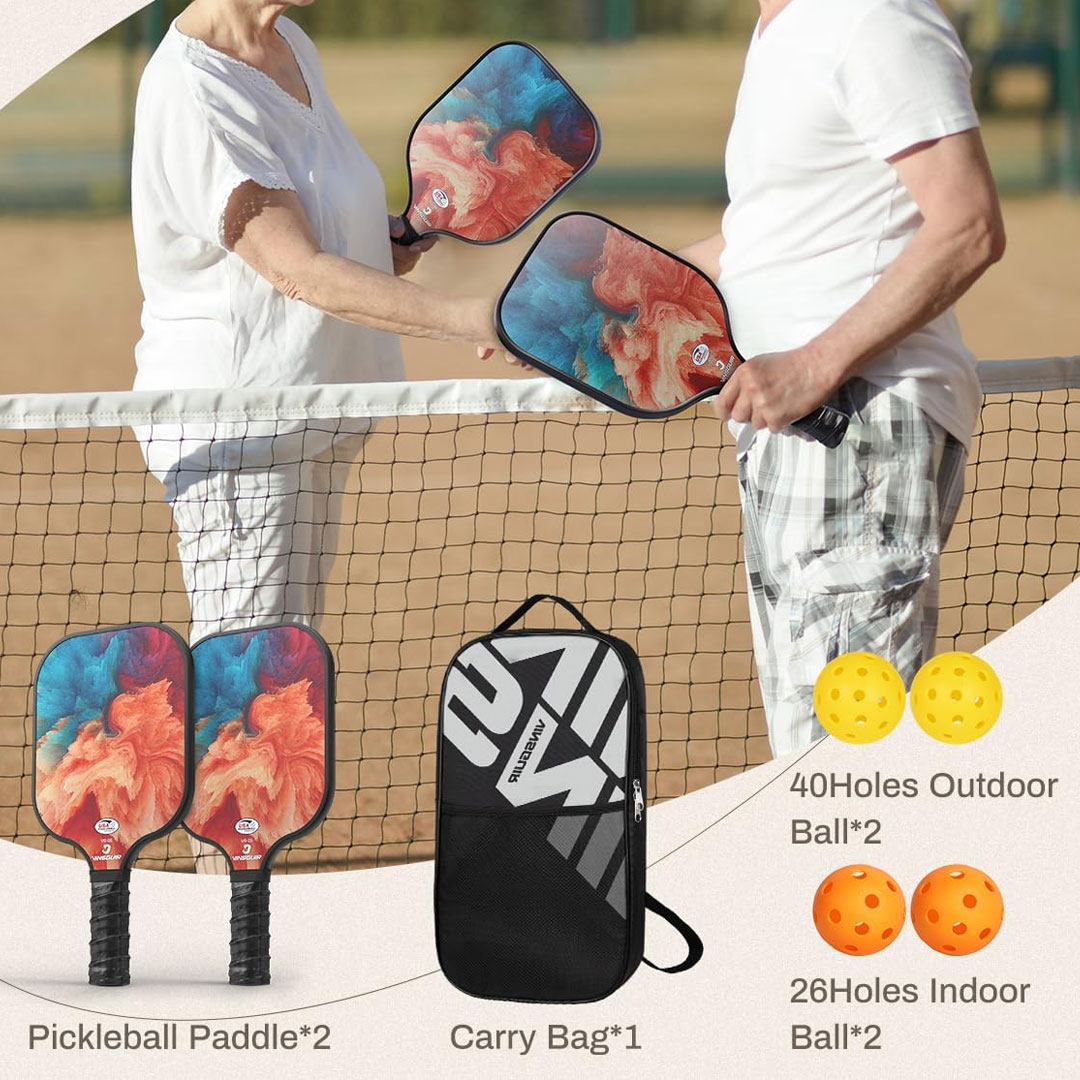 Vinsguir Pickleball Paddle Set with 2 Paddles, 4 Balls and Carry Bag