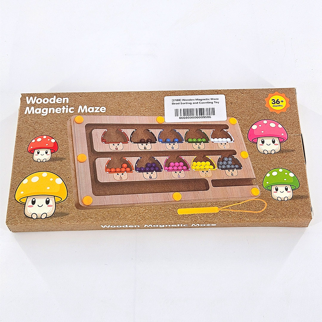 Wooden Magnetic Maze Bead Sorting and Counting Toy