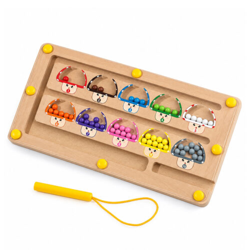 Wooden Magnetic Maze Bead Sorting and Counting Toy