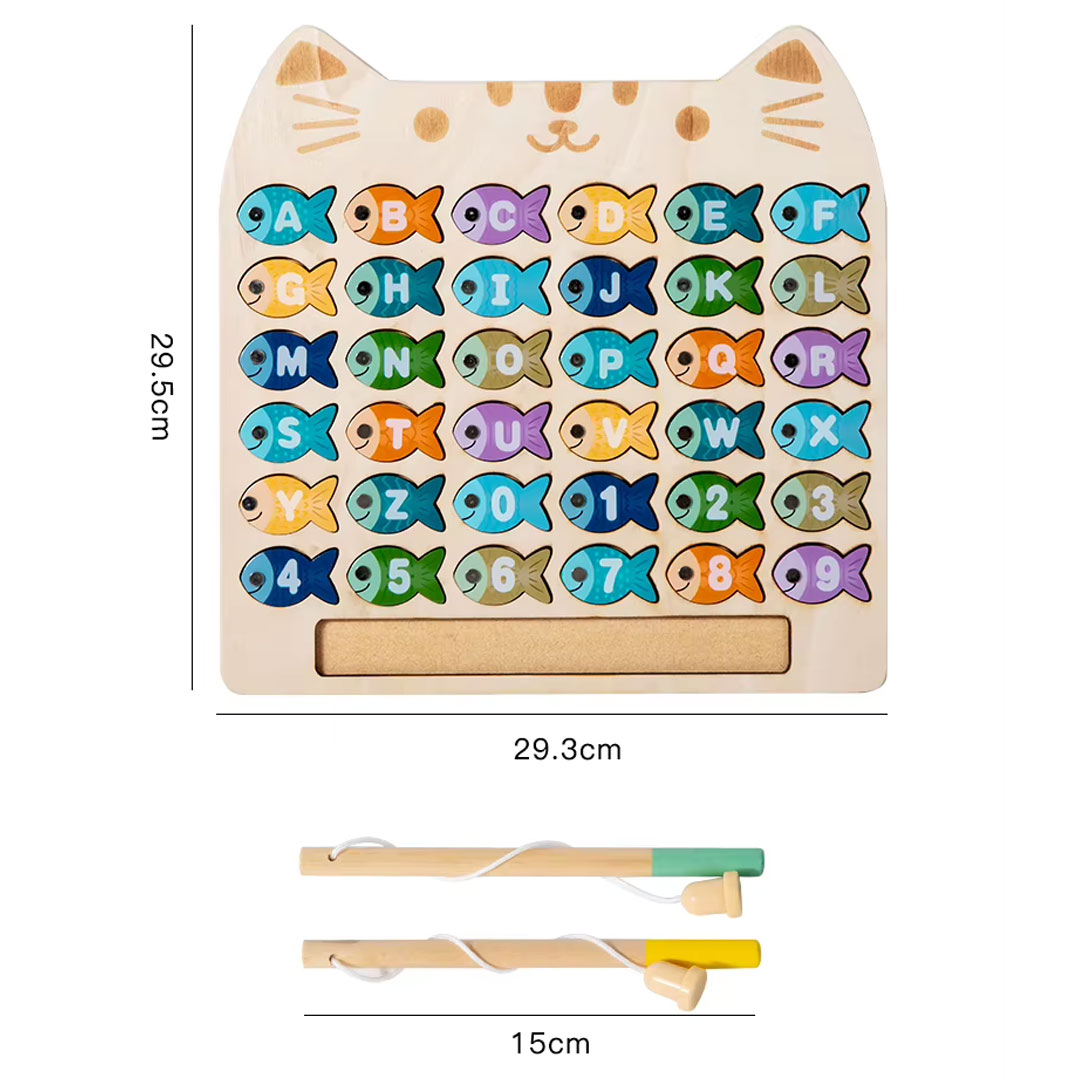 Wooden Alphabet and Number Matching Magnetic Fishing Game
