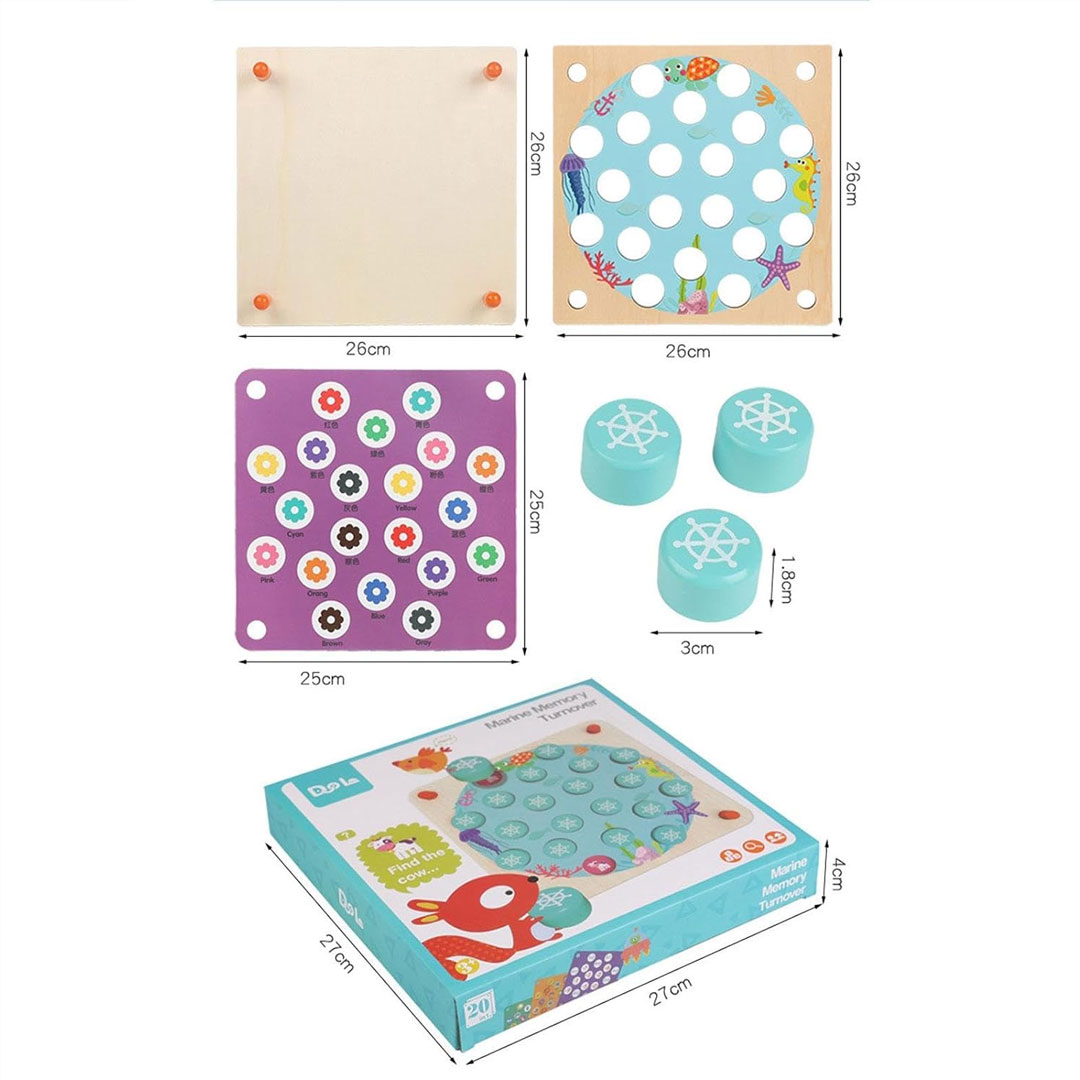 Wooden Memory Matching Game with 10 Double Sided Cards