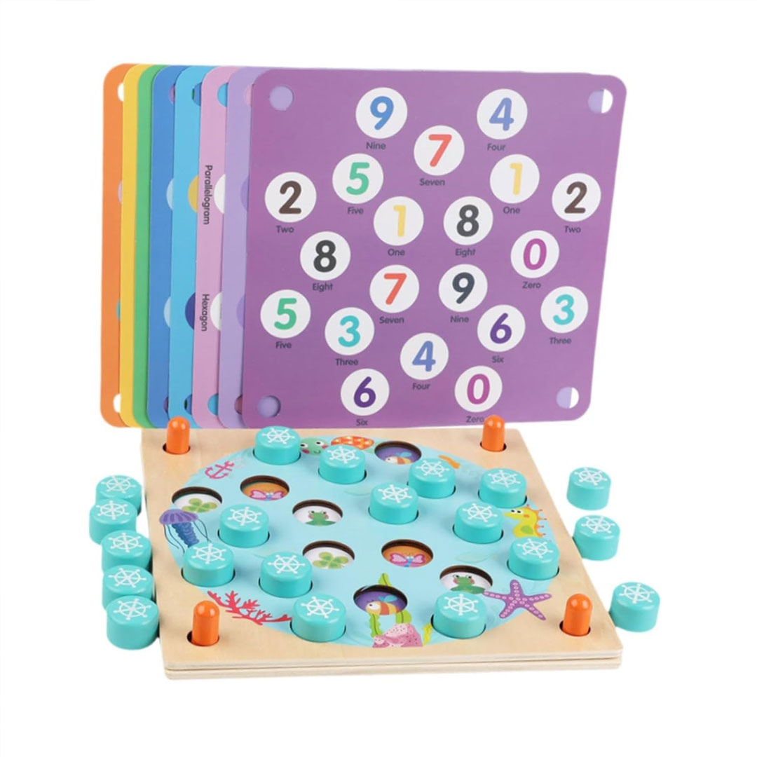 Wooden Memory Matching Game with 10 Double Sided Cards