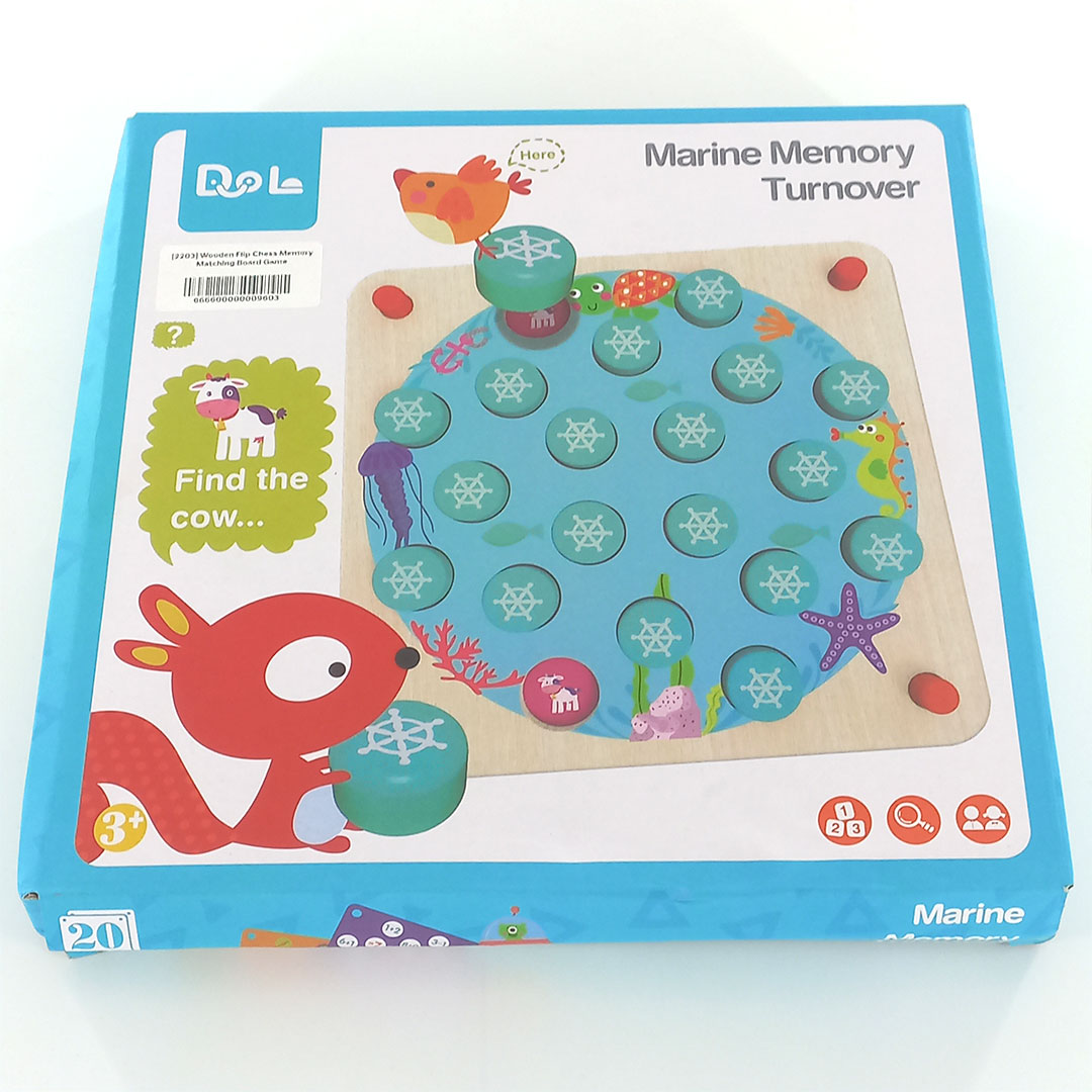 Wooden Memory Matching Game with 10 Double Sided Cards