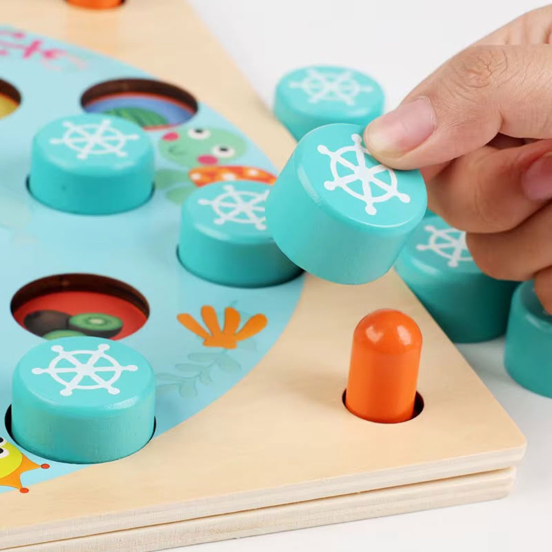 Wooden Memory Matching Game with 10 Double Sided Cards
