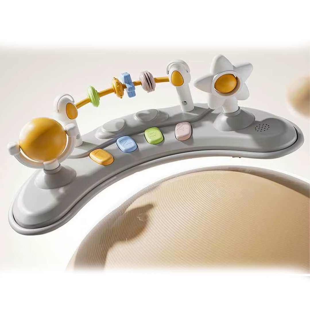 Height Adjustable Baby Walker with Musical Toy Tray