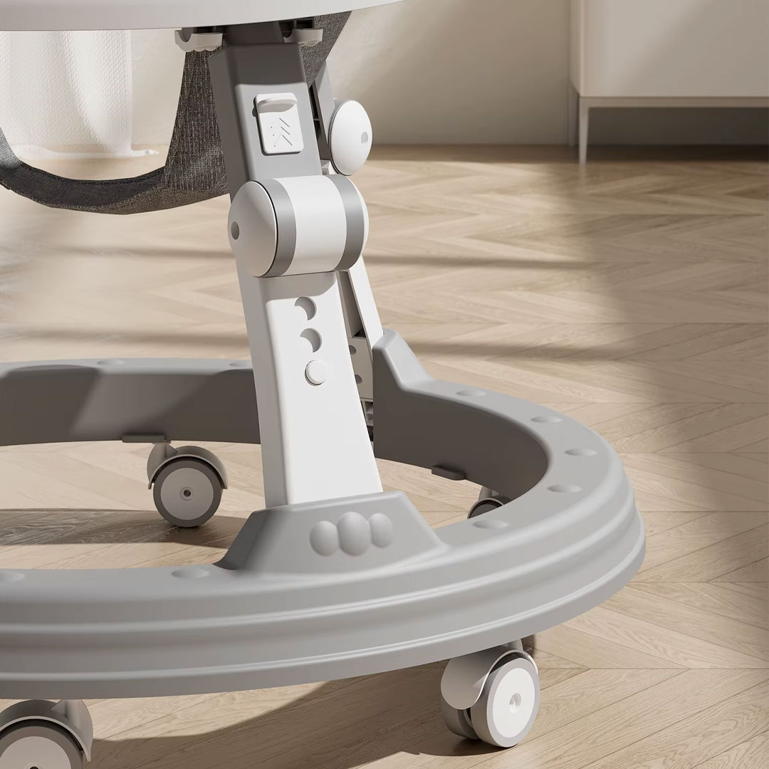Height Adjustable Baby Walker with Musical Toy Tray