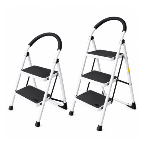 Folding Step Ladder with Handgrip & Anti-Slip Wide Steps
