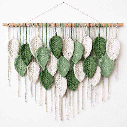 80x60cm Macrame Wall Hanging Leaf Design Wall Decor