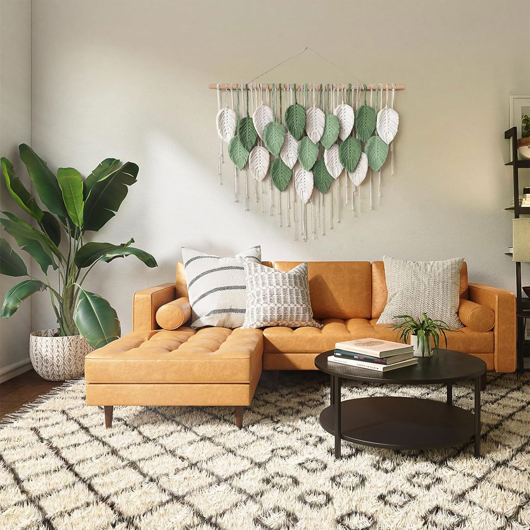 80x60cm Macrame Wall Hanging Leaf Design Wall Decor