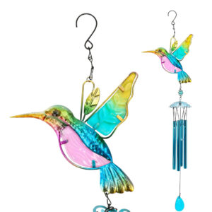 Hummingbird Wind Chime with 4 Aluminium Tubes & Stained Glass
