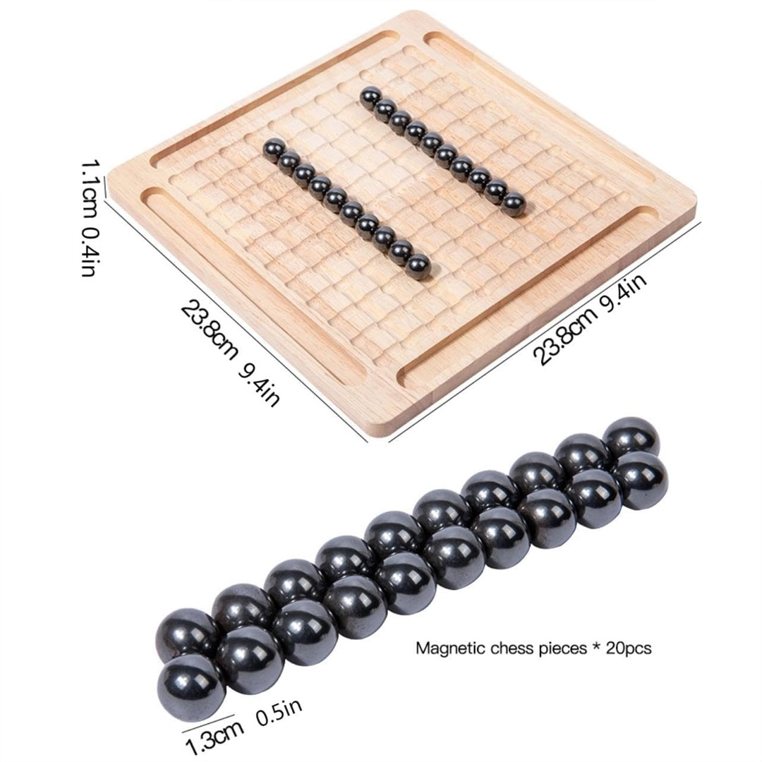 Magnetic Ball Chess Board Game – Wooden Tabletop Magnetic Induction Strategy Game