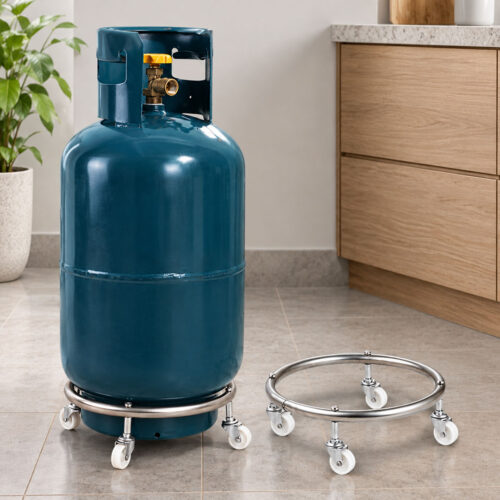 Stainless Steel Gas Cylinder Stand with Swivel Caster Wheels