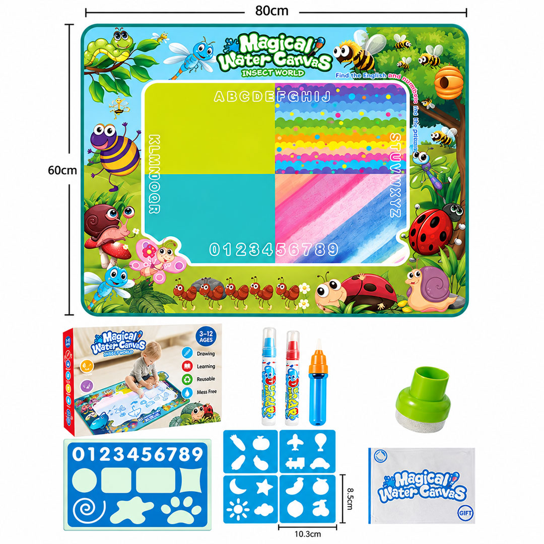 80x60cm Water Doodle Mat, Mess Free Drawing Mat for Kids