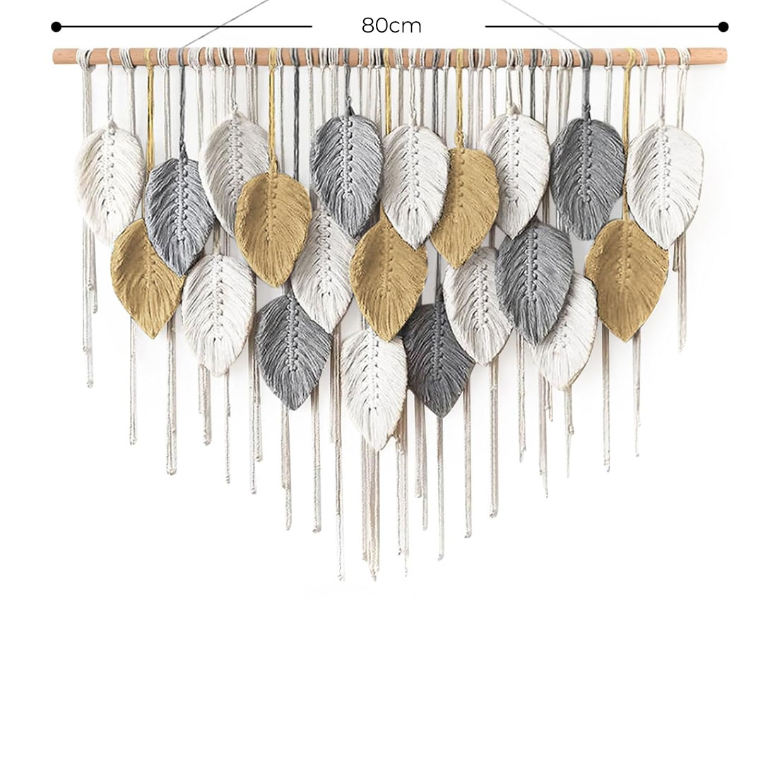 80x60cm Macrame Wall Hanging Leaf Design Wall Decor