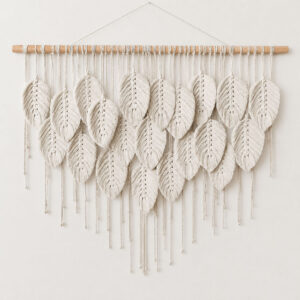 white-leaf-wall-hanging-1 80x60cm Macrame Wall Hanging Leaf Design Wall Decor