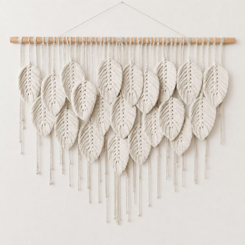 80x60cm Macrame Wall Hanging Leaf Design Wall Decor