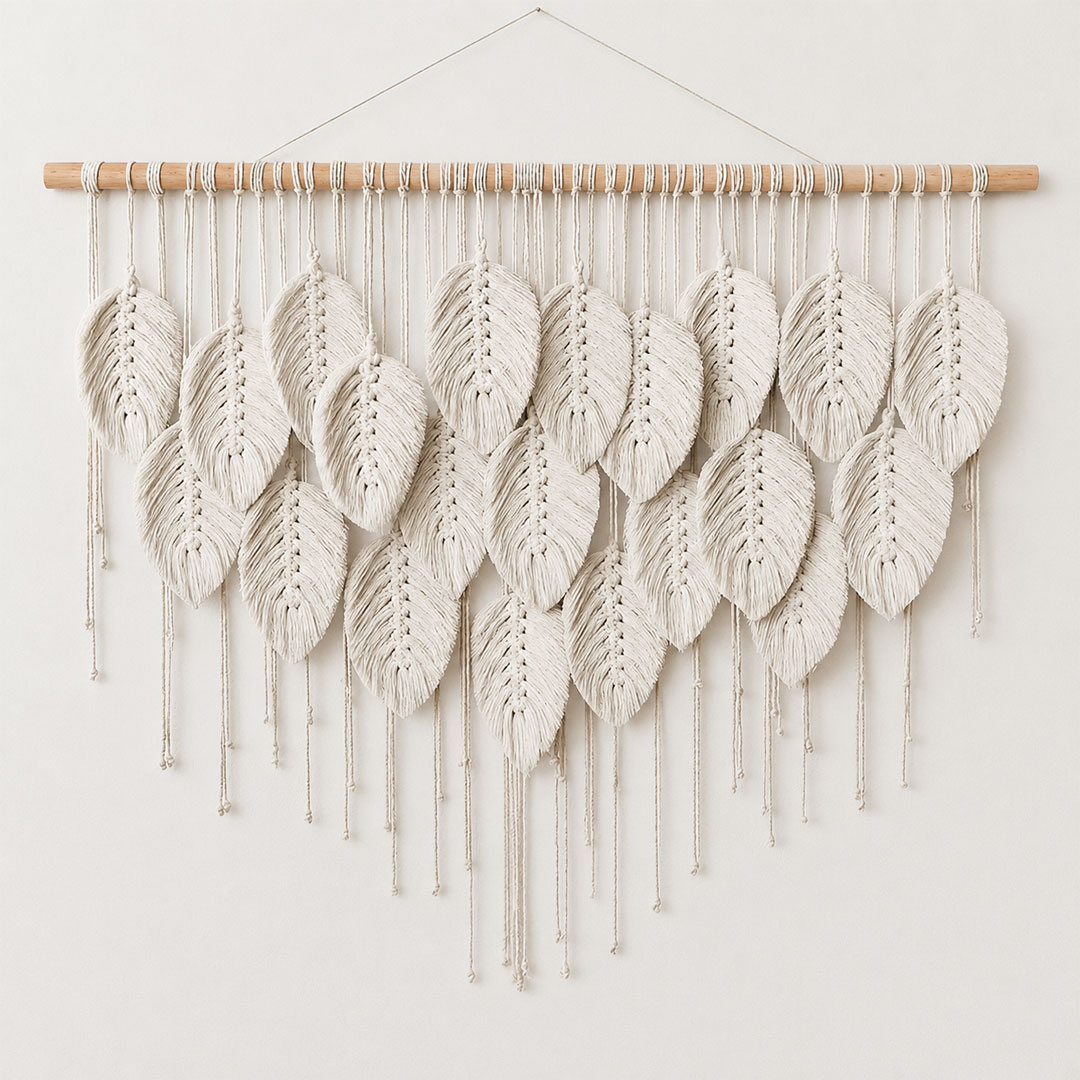 80x60cm Macrame Wall Hanging Leaf Design Wall Decor