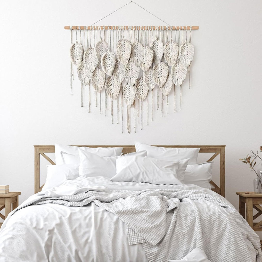 80x60cm Macrame Wall Hanging Leaf Design Wall Decor