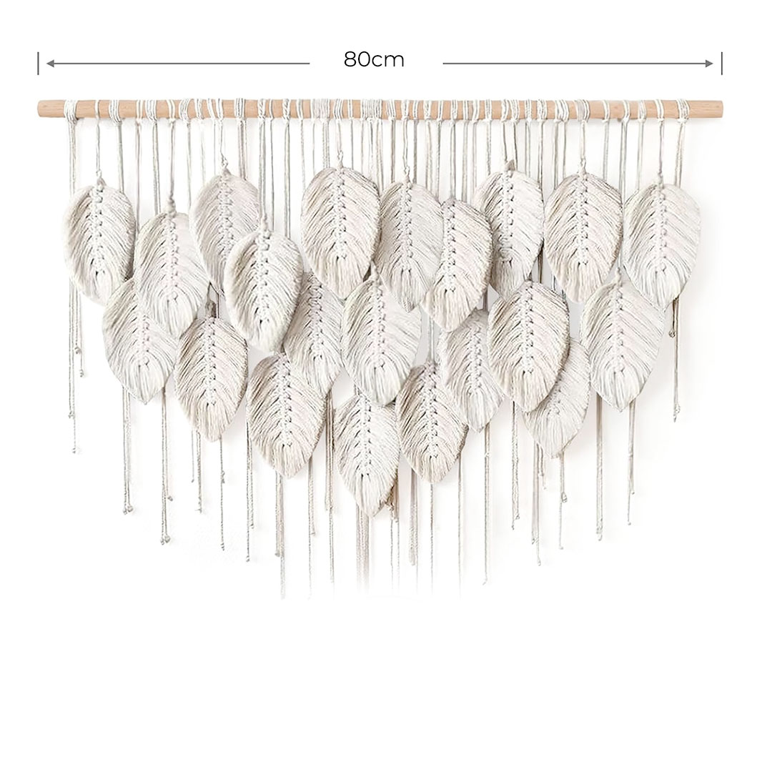 80x60cm Macrame Wall Hanging Leaf Design Wall Decor
