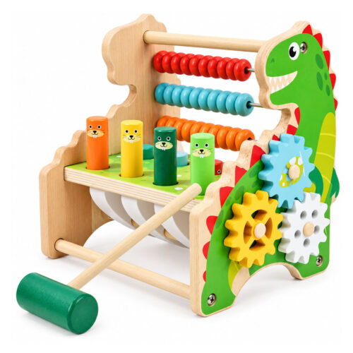 4 in 1 Wooden Dinosaur Activity Center Toy With Mallet