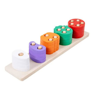 Wooden Sorting and Stacking Toy with Colour and Shape Matching