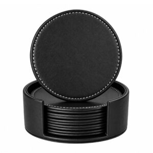 6pc PU Leather Coaster Set with Holder