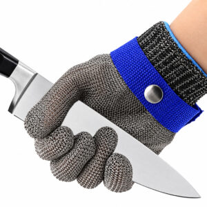 Level 5 Cut Resistant Stainless Steel Mesh Glove with Wrist Strap